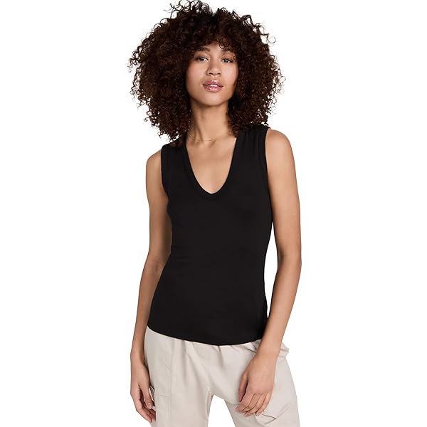 Enza Costa womens Stretch Silk Rib Fitted Long Sleeve U-neck