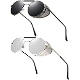 RONSOU Steampunk Style Round Vintage Polarized Sunglasses Retro Eyewear UV400 Protection Matel Frame