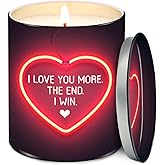 TEEZWONDER Valentines Day Gifts for Her Girlfriend - I Love You More Vanilla Lavender Romantic Candles 10 oz - Anniversary Valentines Birthday Gifts for Wife Men Women Girlfriend Boyfriend Him Husband