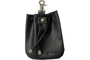 Moplusea Small Leather Pouch For Men Women, Genuine Leather Drawstring Medieval Coin Pouch Bag (Black)