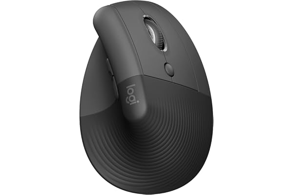 Mouse Sem Fio Logitech Lift Vertical com Design Ergonômico para Redução de Tensão Muscular, Cliques Silenciosos, Conexão Bluetooth ou USB Logi Bolt, Compatível com Windows/macOS/iPadOS - Grafite