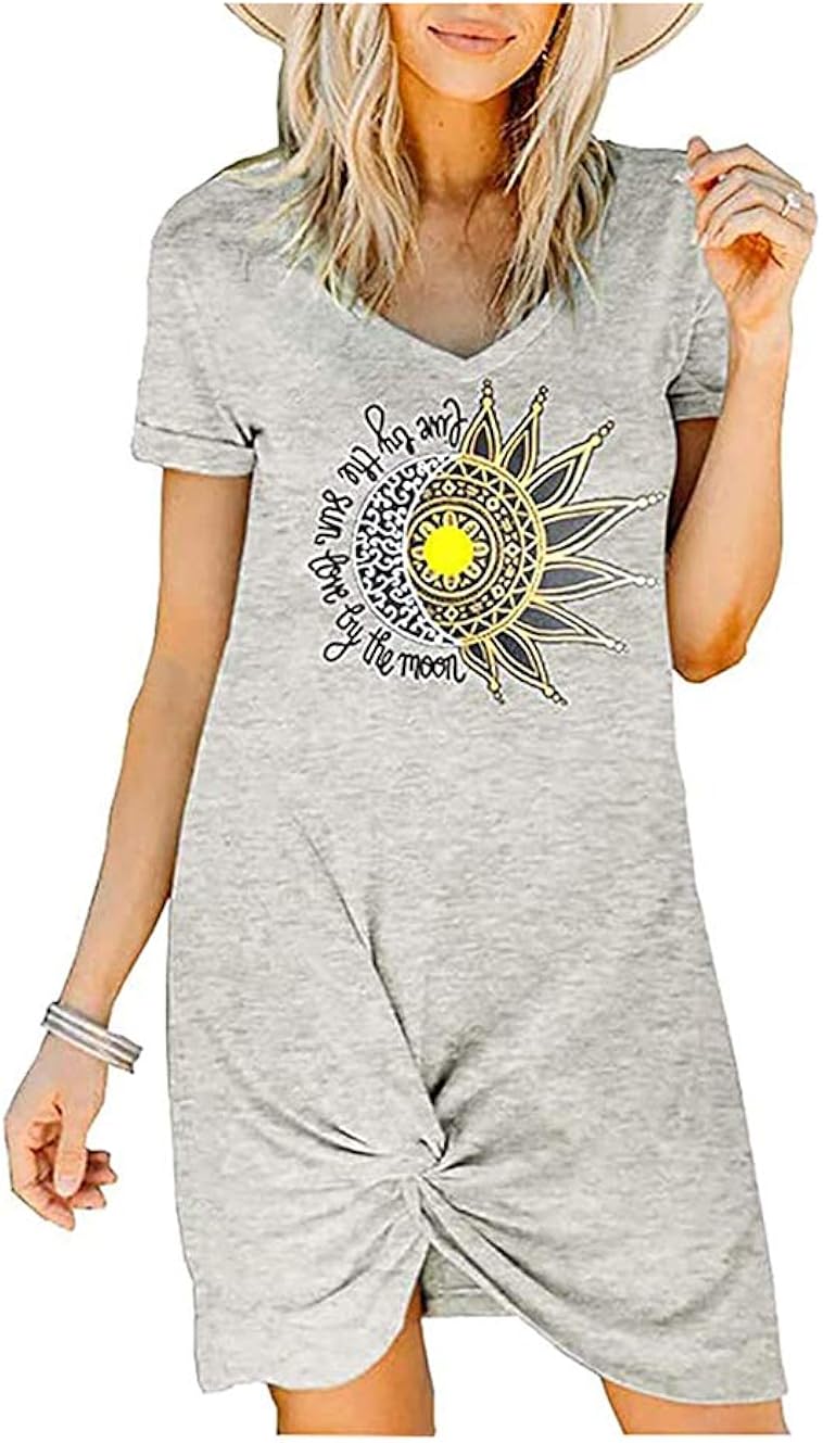 sun and moon t shirt dress