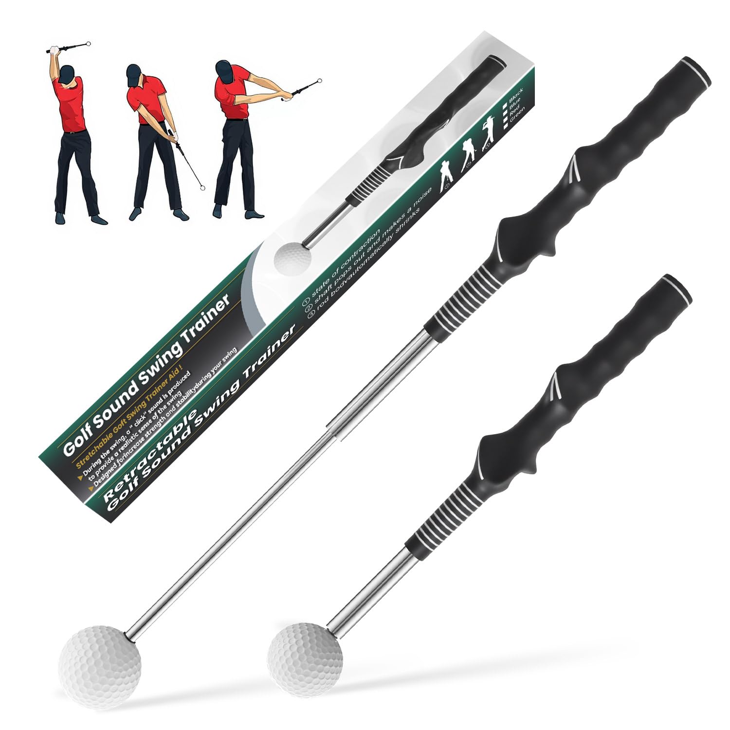 Photo 1 of *** package is damaged, but product is fine *
NUISISA Retractable Golf Swing Training,Golf Training Aid,Golf Grip Trainer,Golf Accessories for Men,Right-Handed Strength & Tempo Training for Chipping Hitting Black 1Pack