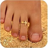 KIFUTENG 925 Sterling Silver Starfish Toe Rings for Women Pearl Colorful Cubic Zirconia Toe Ring 14K Gold Plated Adjustable Open Band Hypoallergenic Summer Beach Accessories Valentines Jewelry Gifts