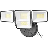 omibee 70W Flood Lights Outdoor, 6500K Wall Switch Controlled, IP65 | 7000LM 4-Head LED Security Light, Hardwired &amp; Waterproof for Outside Yard, Patio, Porch. Bright Cool White Illumination.