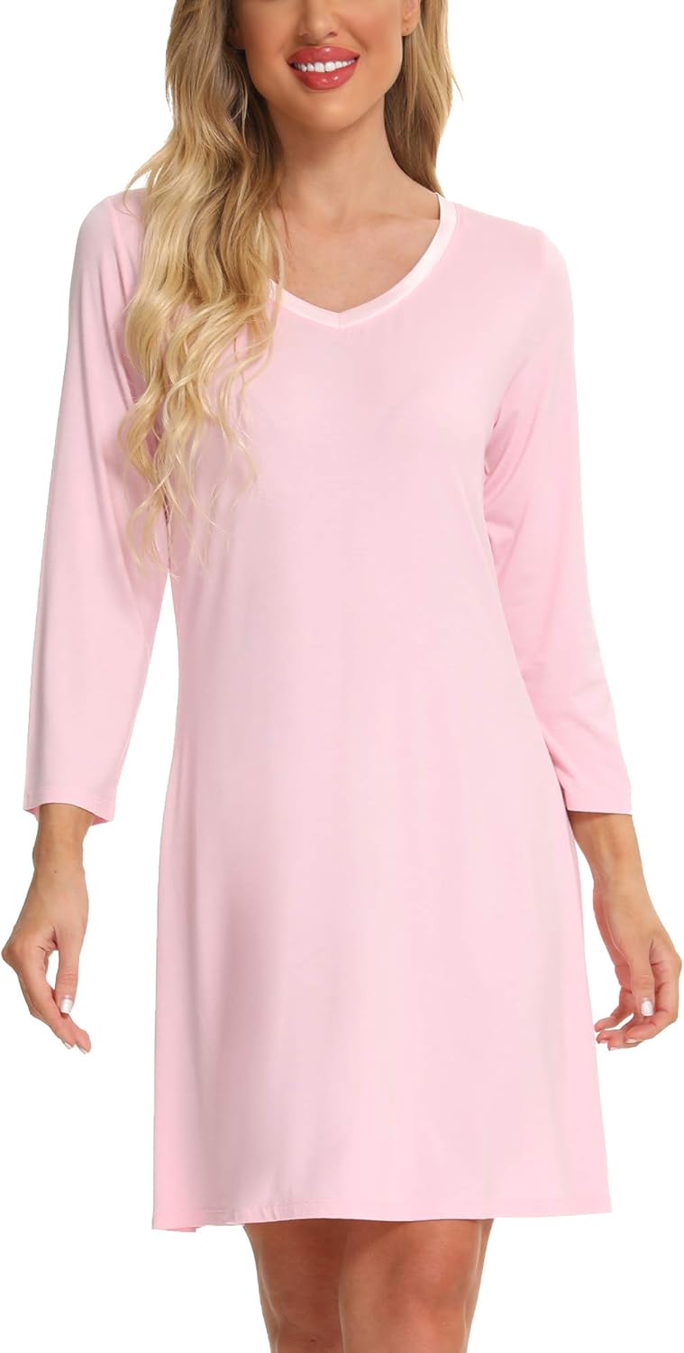 TIKTIK Long Sleeve Winter Nightgowns for Women Soft Long Sleep Shirts