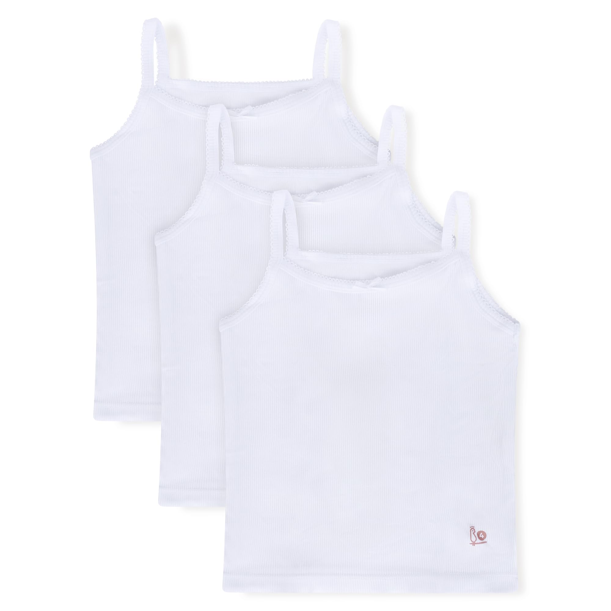 Feathers Girls Solid White Snug Fit Tagless Cami