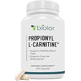 Biolor Propionyl-L-Carnitine (PLC) Blood Flow Support Supplement | High Absorption Propionyl-L-Carnitine Supplement (PLCAR) for Healthy Circulation Support - No Artificial Fillers - 120 Caps