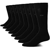 Calvin Klein Mens Dress Socks - 8 Pack Soft Cotton Blend Work Crew Socks for Men for Casual Business & Formal Wear