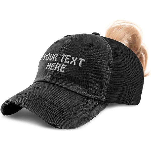 Customizable Ponytail Baseball Cap - Add Your Own Text/Logo For Women With Messy Buns