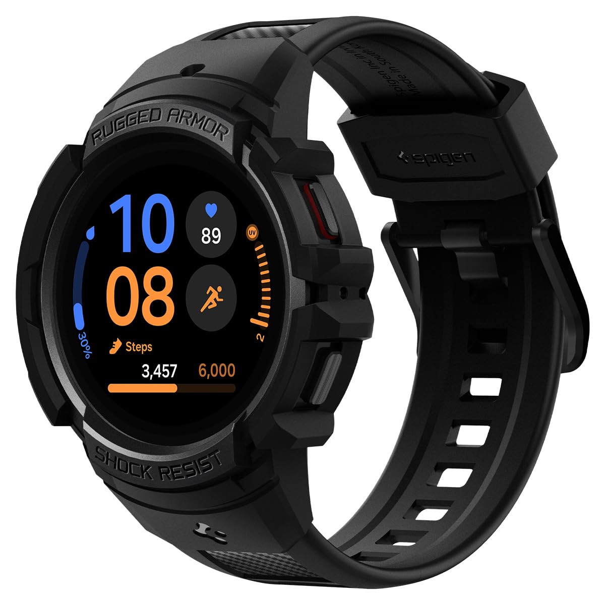 Spigen Rugged Armor Pro Strap Cover Compatible with Samsung Galaxy Watch FE (2024), Galaxy Watch 5 40mm (2022), Galaxy Watch 4 40mm (2021) - Black