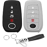 QBUC 2PCS for Toyota Key Fob Cover with Keychain,Silicone 4 Button Key Case | For Toyota 19+ Land Cruiser 21-25 Venza RAV4 Corolla Grand Highlander Tundra Crown 22-25 Tacoma TRD Corolla SE Camry XSE