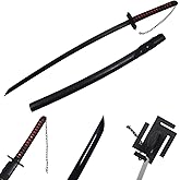 Kurosaki Ichigo Cosplay Japanese Samurai Sword Katana Shark 1065 Carbon Steel Black Blade Full Tang