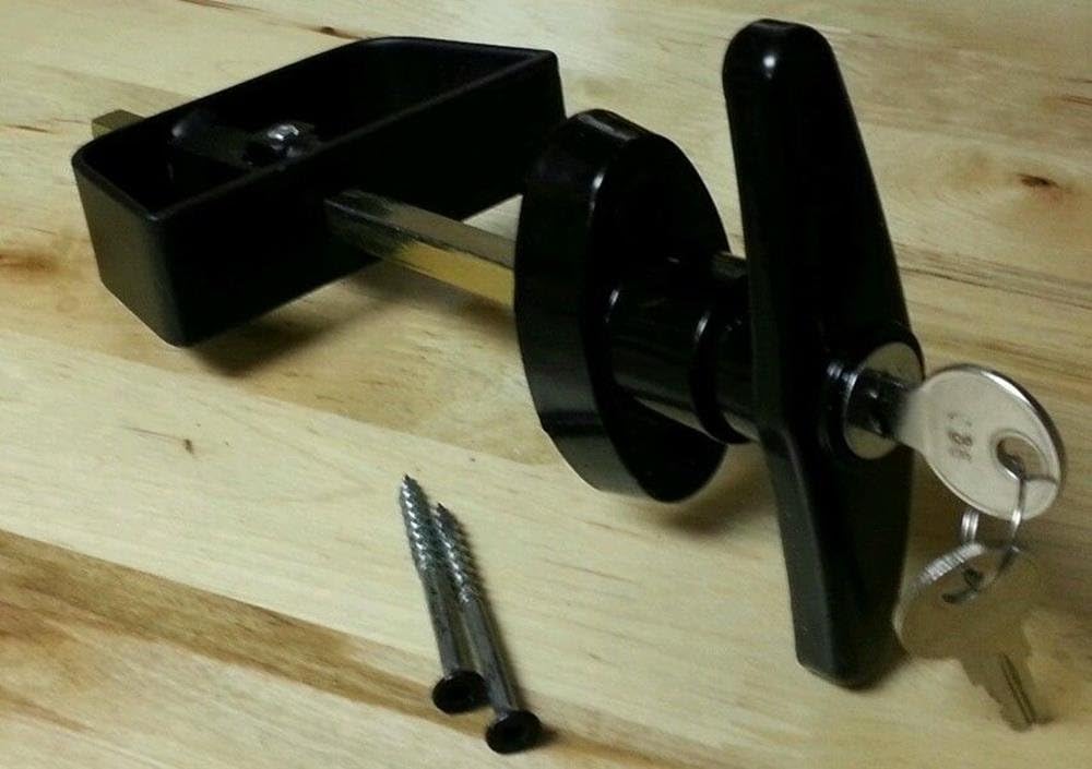 Doors & Door Hardware 4" Black T Handle Door Lock Set - For shed, gate, playhouse and more