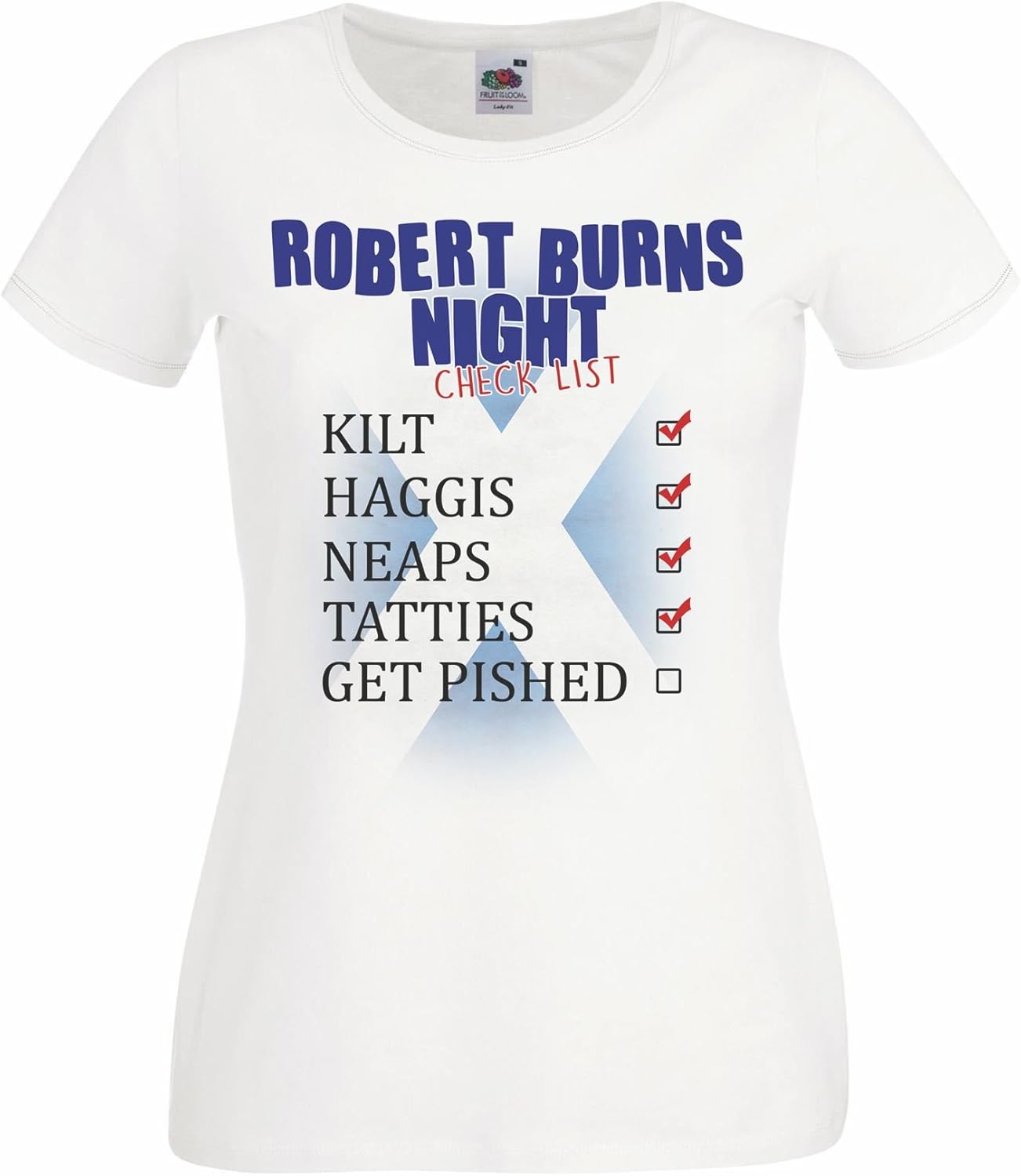 Ladies Fitted Robert Burns Night Check List T Shirt Scottish Poet Holiday Tshirt Amazon Co Uk Clothing