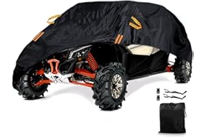 MACOSY UTV Cover Waterproof Heavy Duty, All-Weather Protection Black Oxford Cloth Protection UTV Covers for RZR PRO XP 4 Can-Am Maverick Defender Arctic Cat Textron Side by Side Covers，4-6 Seater