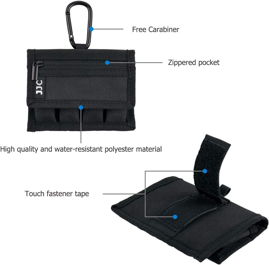 JJC Battery Pouch Holder Pockets for 4 Pcs 18650 Battery & Memory Card Holder for SD SDHC SDXC Card, Black/White - Image 4