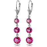 14k White Gold Chandelier Earrings with Pink Topaz