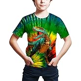 Kid's Print 3D Colour Inkjet T-Rex Graphic Pattern Holiday Short Sleeve T Shirts for Youth Boys Girls 4-14 Years