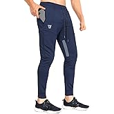 ZENWILL Mens Tapered Workout Running Pants,Gym Jogger Training Sweatpants Slim Fit with Zip Pockets