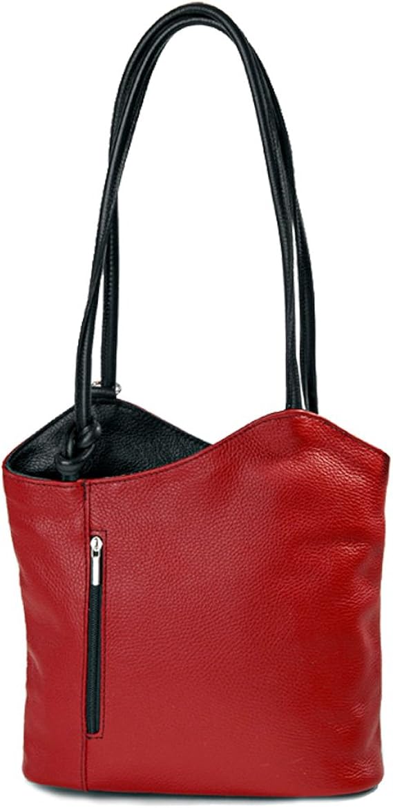 Elegant, smooth Italian leather handbag shoulder bag backpack 2 in 1