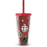 Tervis Christmas Holiday Ornaments Made in USA Double Walled Insulated Tumbler Travel Cup Keeps Drinks Cold & Hot, 24oz with Straw Lid, Classic