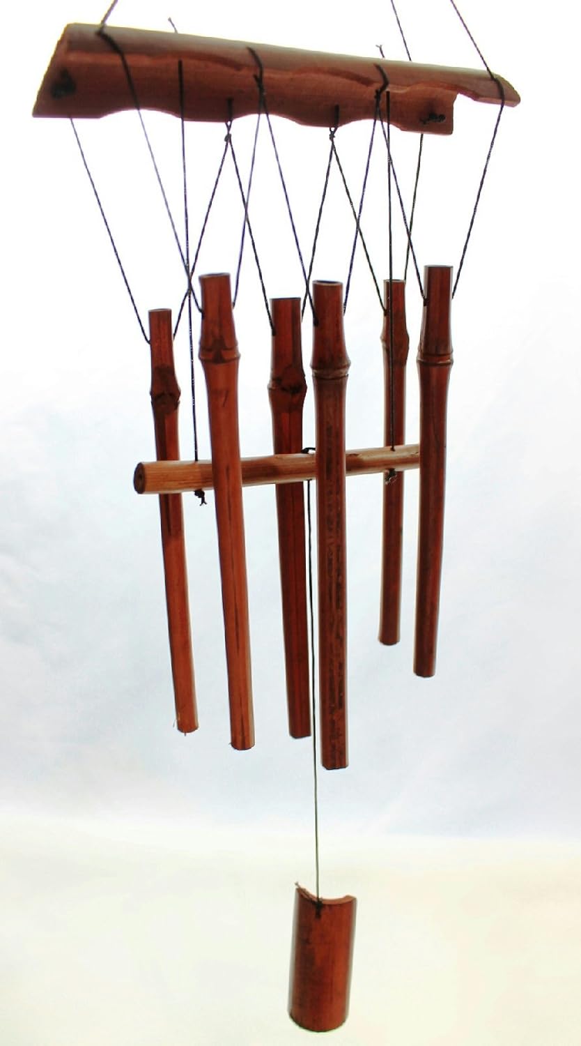 Garden Collection Natural Bamboo Wood Chimes Dark Mahogany