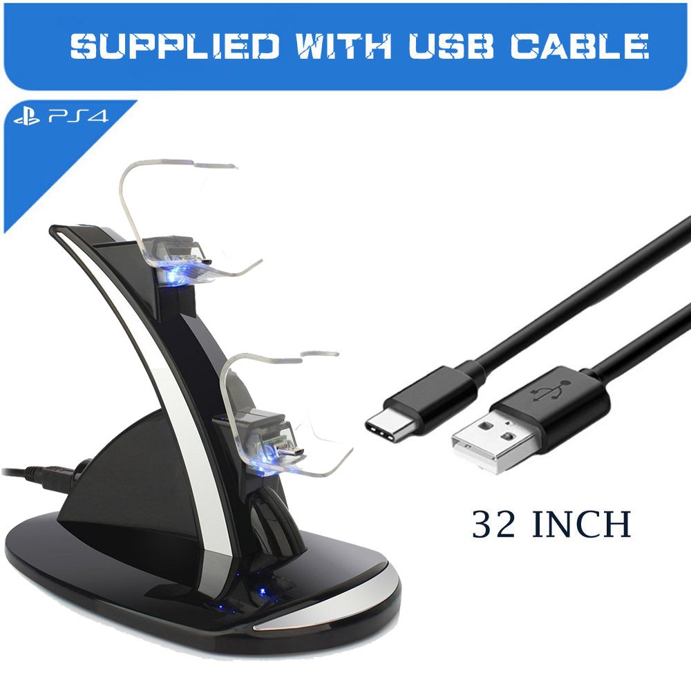 PS4 Dual Controller Caricatore, Likorlove Stazione di Ricarica per PS4, Dual USB Supporto di Carico del Caricatore per Playstation 4 PS4 / PS4 Pro / PS4 Slim Wireless Controller