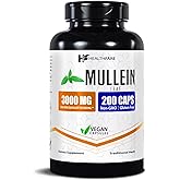 Healthfare Mullein Leaf Extract 3000mg | 200 Vegan Capsules | Extra Strength Herbal Supplement | Supports Wellness & Balance | Non-GMO, Gluten-Free | Made in USA