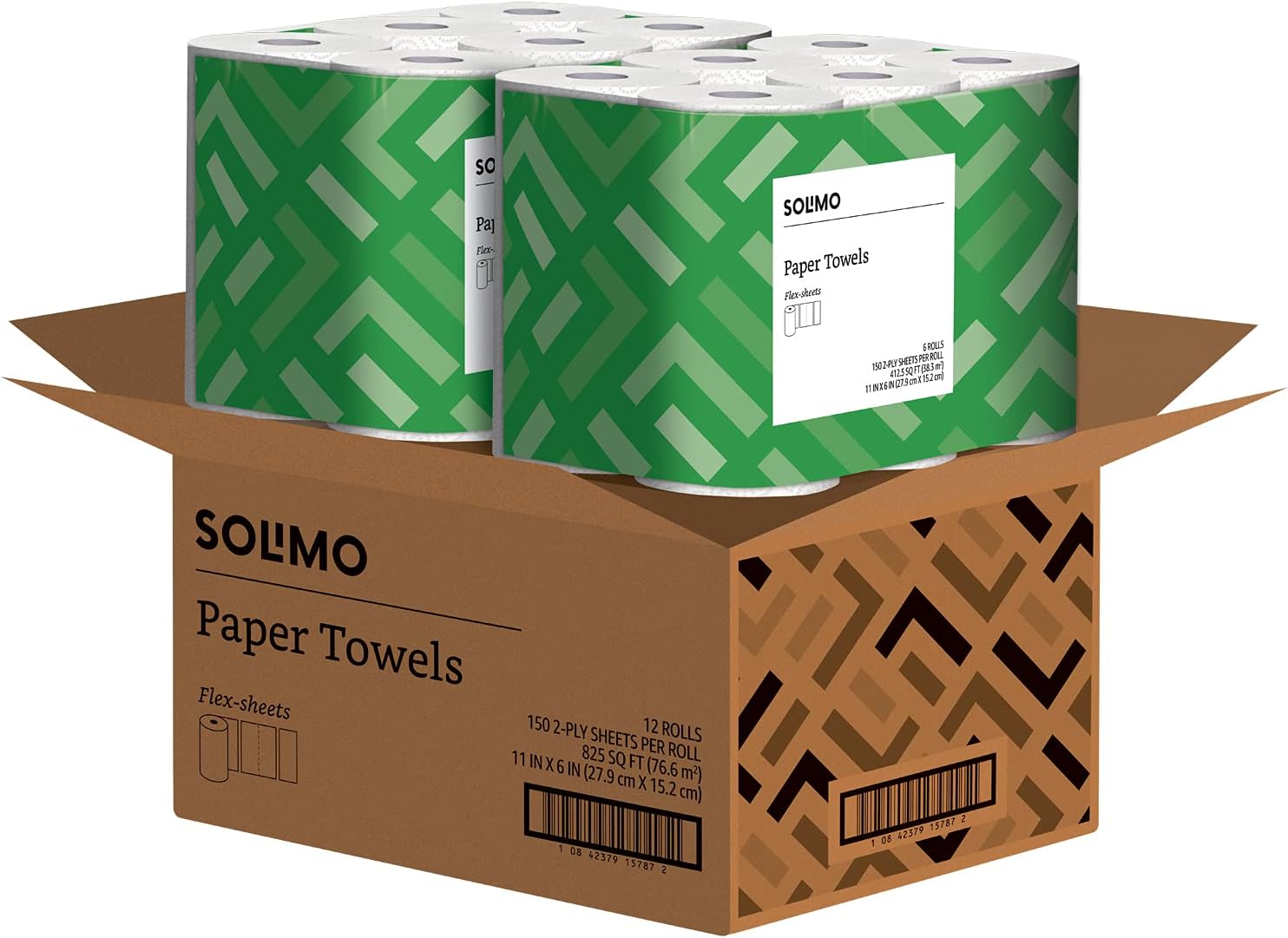  Brand - Solimo Basic Flex-Sheets Paper Towels, 12 Value Rolls, White, 150 Sheets per Roll (New Version): Health & Personal Care