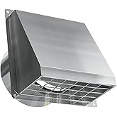 Hon&amp;Guan Dryer Vent Cover Outside 4 Inch with Magnetic Flap for Bathroom | 304 Stainless Steel, Tool-Free Removable Mesh, No Lint Buildup, Quite Rubber Cushioning, 45&deg; Rain Shield