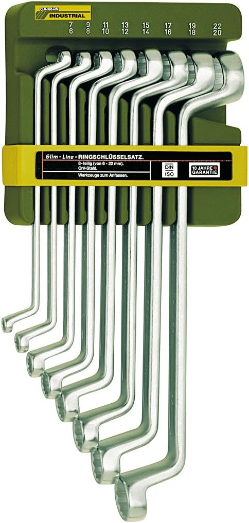 Best Price Square SPANNER SET, DOUBLE RING, 8PC 23810 By PROXXON, Chrome