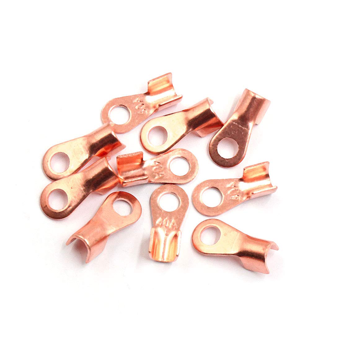 sourcing map 10pcs 40A Copper Ring Terminals Lug Battery Cable Connector