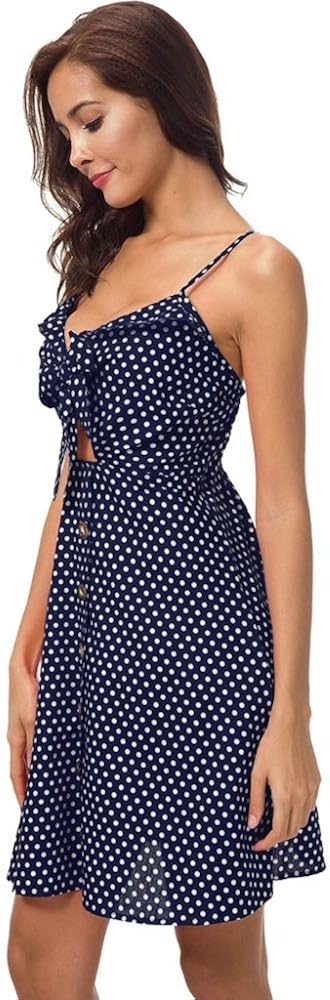 PinkLu BöHmische Kleid Damen,V-Ausschnitt Reizvolles BüGelkleid-Punkt