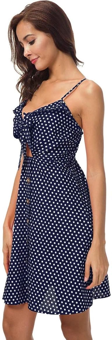 PinkLu BöHmische Kleid Damen,V-Ausschnitt Reizvolles BüGelkleid-Punkt