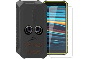 XINGCHOU for Ulefone RugKing 2 Pro (5.45") Phone Case with Tempered Glass Screen Protector, Black Soft Silicone Shockproof Sh