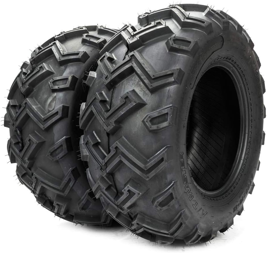 Set of 2 ATV/UTV Tubeless Tires LRC 25x10-12 Rear Left Right 6PR Rubber P306 Load Range C bias tire 25/10 12 black