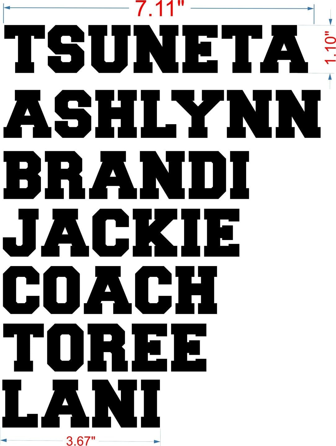 Personalize silver glitter vinyl "Team names 7pcs'' Heat Transfer decal iron-on. Vinyl Heat Transfer Motif Collection