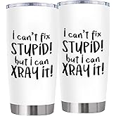Waldeal I Can't Fix Stupid But I Can X Ray It for Radiology Birthday Gifts, 20oz Stainless Steel Tumbler Cup with Lid, Insulated Travel Coffee Mug