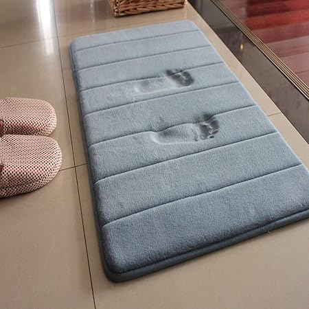 Ligg Tapis De Salle De Bains Tapis De Bain Antidérapant En Mousse à Mémoire De Forme Pour Salle De Bain Microfibre Gris 50 X 80 Cm