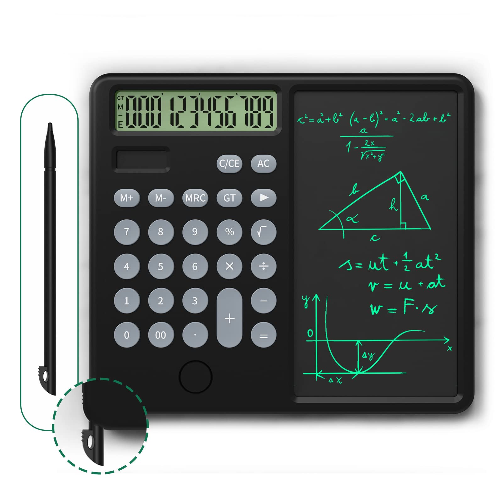 Desktop Calculators with Writing Tablet,School Supplies for Middle & High School Students,Dual Powered Basic Calculators,12 Digital Calculators with Large LCD Display