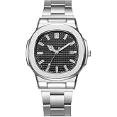 ALINKER Mens Wristwatches Business Square Dial Luminous Date Male Clock Stainless Steel Quartz Watch with Calendar for Men