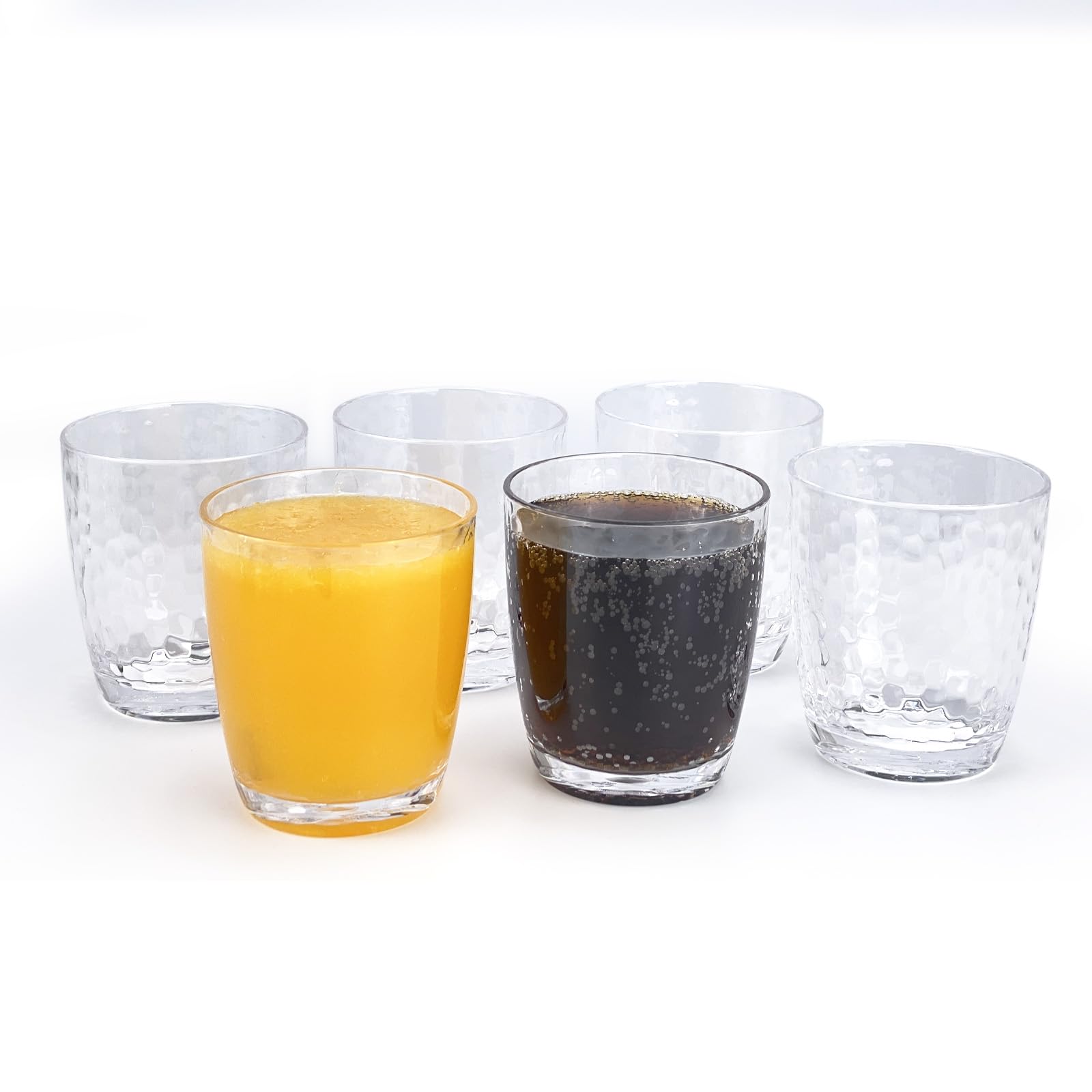 yongzhenlite Set of 6 Hammered Style 15-ounce/430ml Acrylic Glasses Plastic Tumbler,BPA Free,Dishwasher Safe (Clear Color)