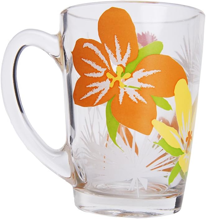 Dajar New Morning Mug 320ml Pimprinelle, Yellow/Orange/Transparent/Multi-Color Glass Frame, 3 cm