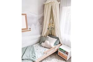 YIUOR Kids Bed Canopy with Frills Cotton Cover Net for Crib Reading Nook Curtain Hideaway Hanging Round Tent Nursery Bedding Play Room Decor