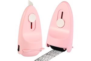 Wejoin Identity Privacy Protection Roller Security Stamp 2-Pack - Guard Your ID with Adjustable Ink, Built-in Cutter & Flip Cover Design, Compact Security Tool for Document & Mail Privacy (Pink)