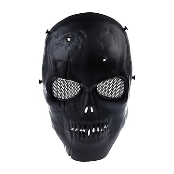 SODIAL(R) Softair Maske Totenkopf Schaedel Vollschutzmaske Schwarz Militaer