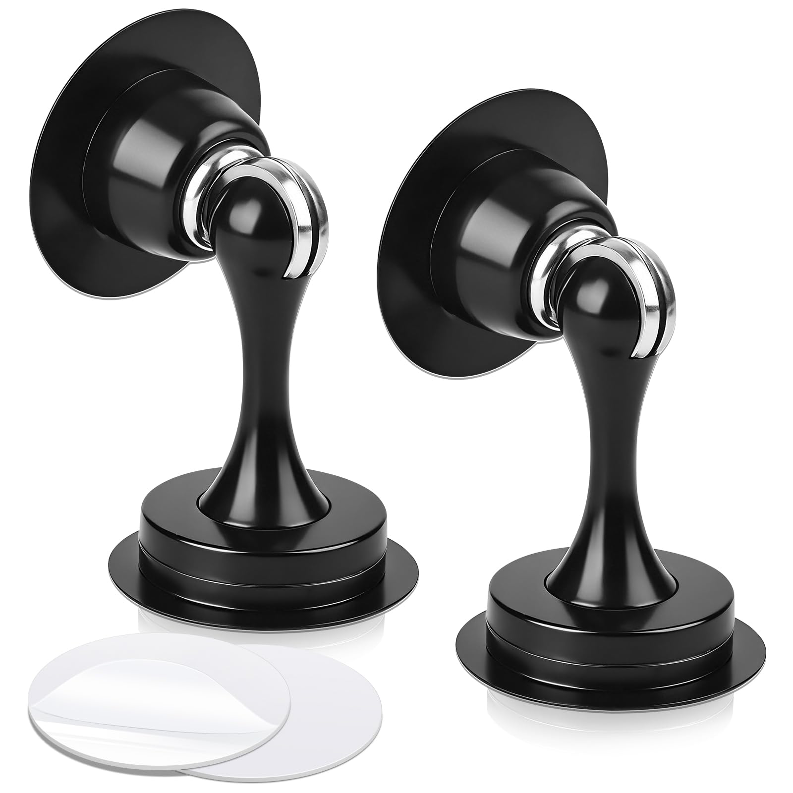 Door Stop, Magnetic Door Stops, 2 Pack Wall Floor Mounted Black Magnetic Door Catch Holder, Stainless Steel Soft-Catch Doorstop, Keep Door Open — image 1