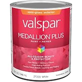 Valspar 27000 White Base Medallion Plus Exterior Paint &amp; Primer, Semi-Gloss, 1 Quart