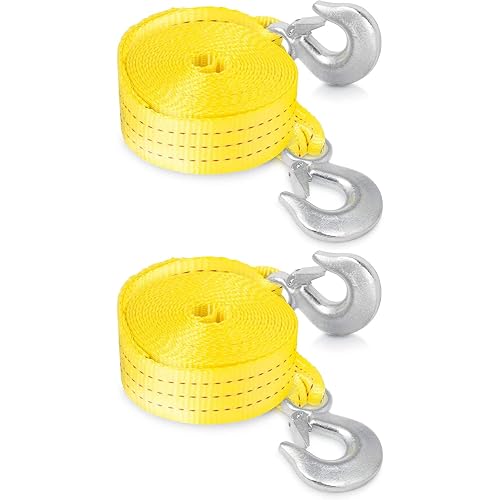 NEIKO 51005A Heavy-Duty Tow Strap with Hooks 2 Pack, 2 Inches by 20 Feet, Woven Polyester Webbing, and 10,000-Pound Capacity, HD Truck Recovery Strap and ATV Tow Strap, Tow Rope for Vehicles